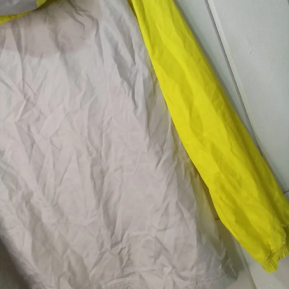 Old Navy Windbreaker Kids L Jacket In A Pocket Lightweight Yellow Gray